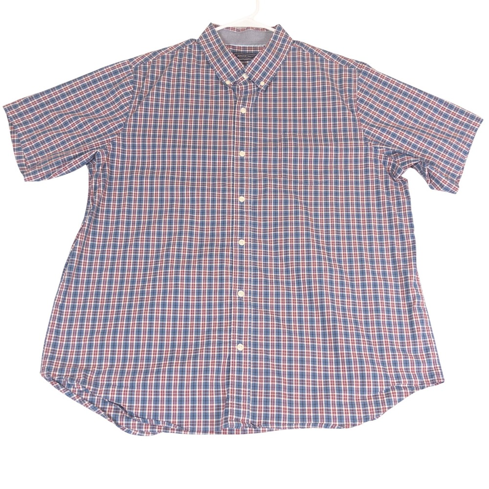 Architect Mens XXL Blue Red Plaid Short Sleeve Button Down Shirt Pocket XXL